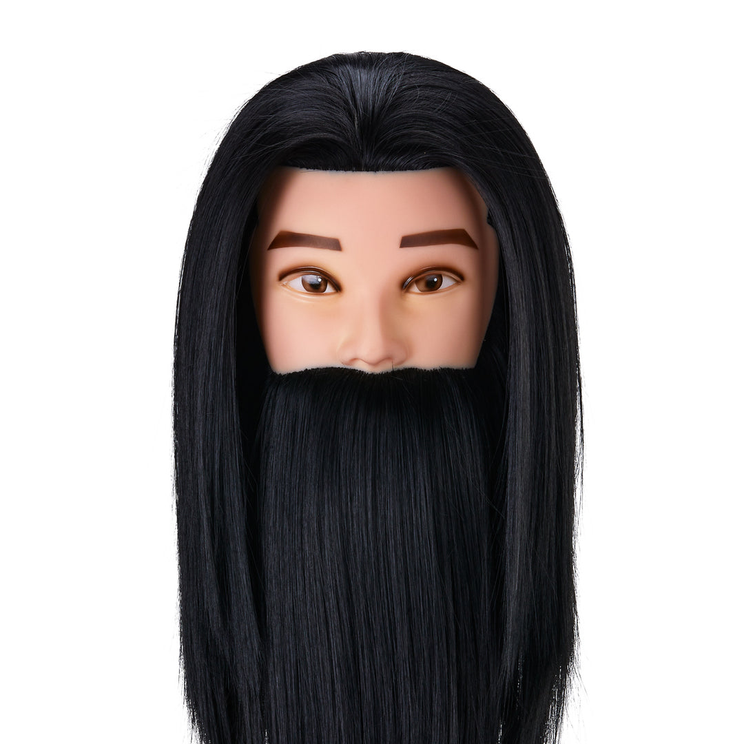 Tête à Coiffer Homme avec Barbe Gabbiano WZ4 Cheveux Synthétiques Noir