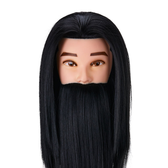 Tête à Coiffer Homme avec Barbe Gabbiano WZ4 Cheveux Synthétiques Noir