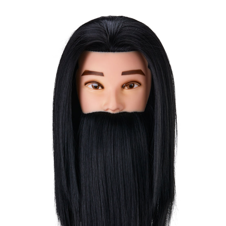 Tête à Coiffer Homme avec Barbe Gabbiano WZ4 Cheveux Synthétiques Noir