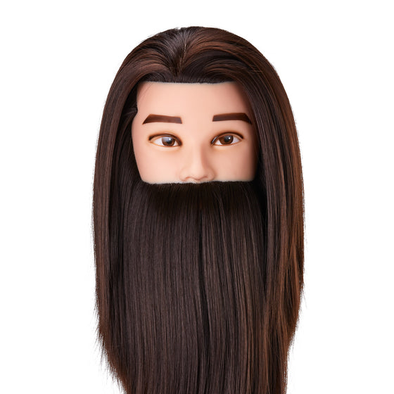 Tête à Coiffer Homme avec Barbe Gabbiano WZ4 Cheveux Synthétiques Châtain