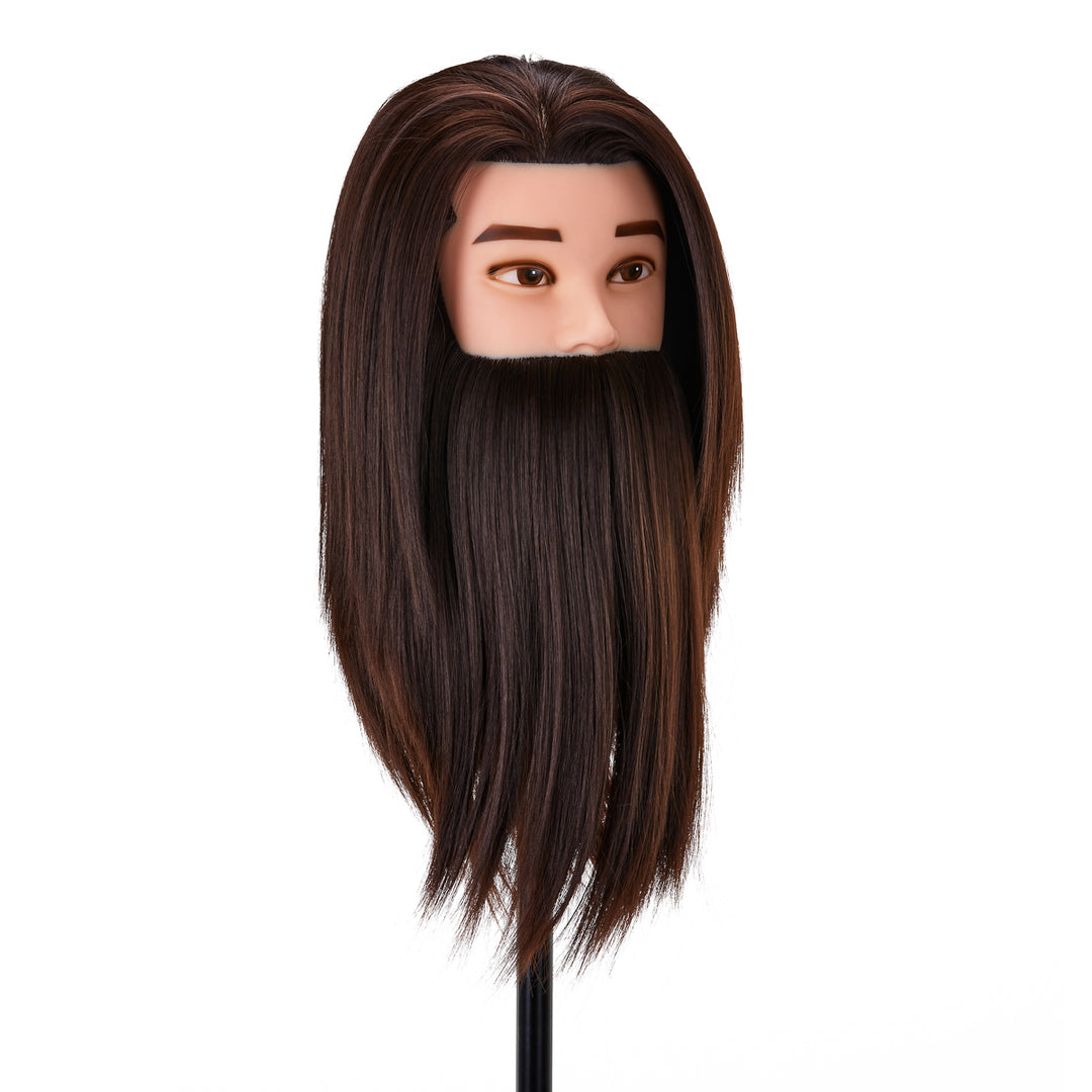 Tête à Coiffer Homme avec Barbe Gabbiano WZ4 Cheveux Synthétiques Châtain - image 3