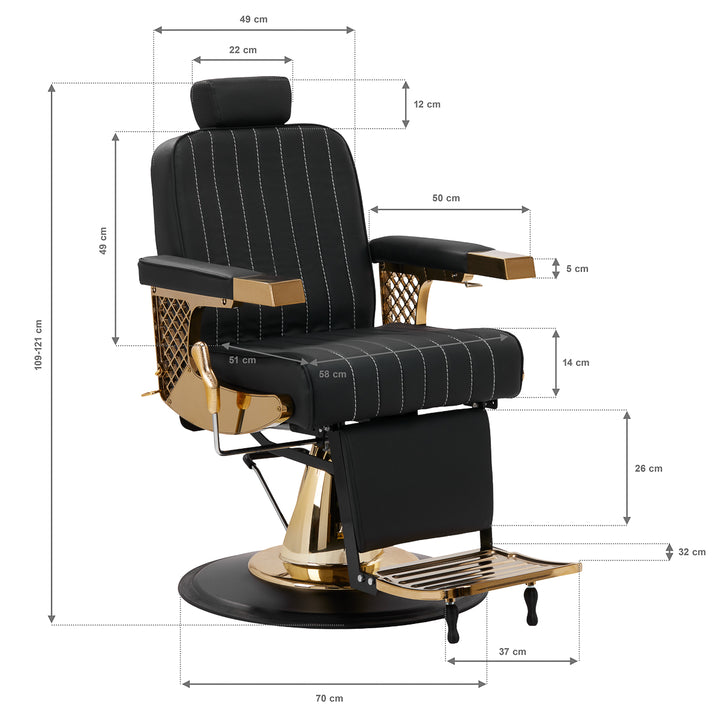 Fauteuil de barbier Gabbiano Marcus Or Noir 13