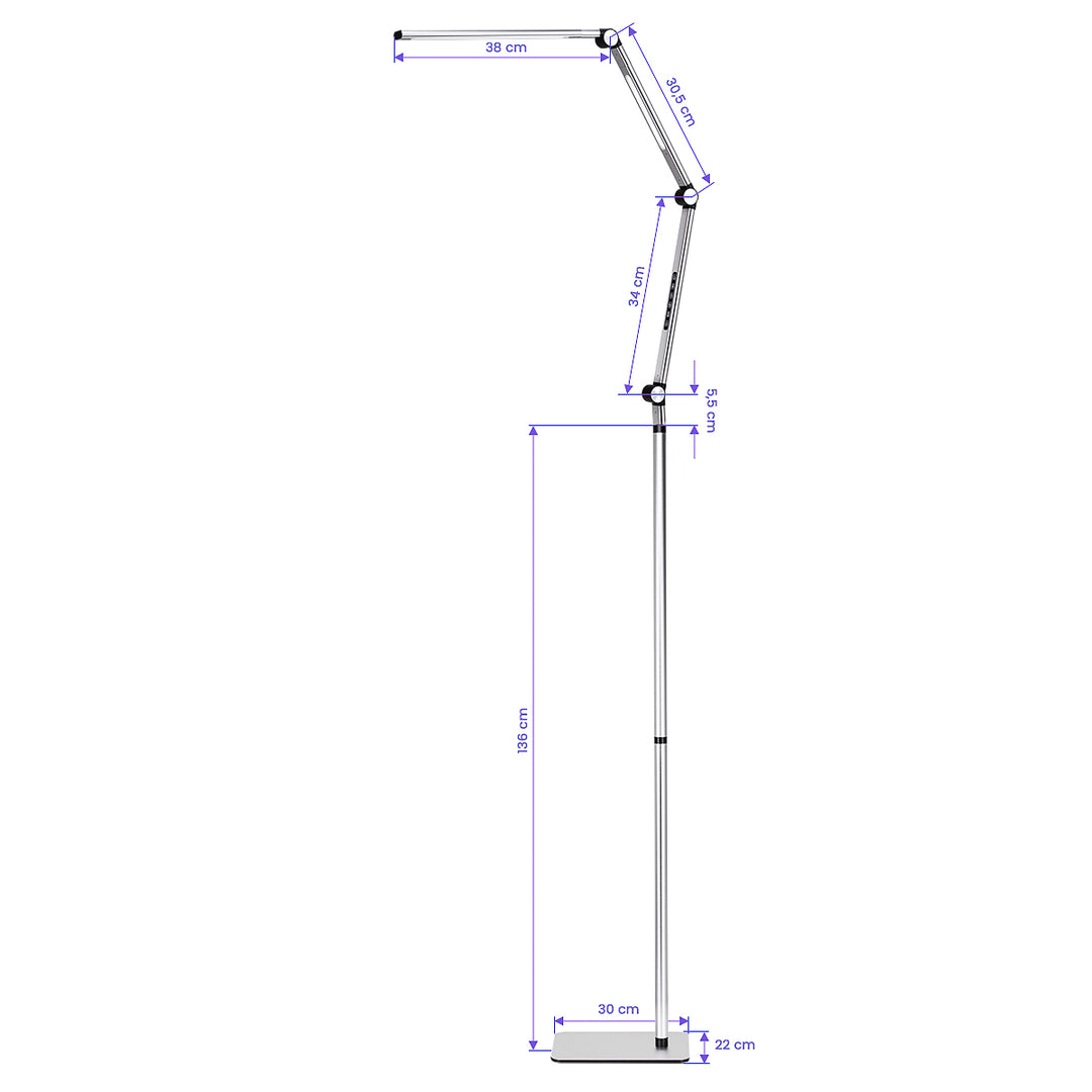 Lampe Esthétique sur Pied et Intensité et Couleur Réglables Yoga 22W Argent - image 11