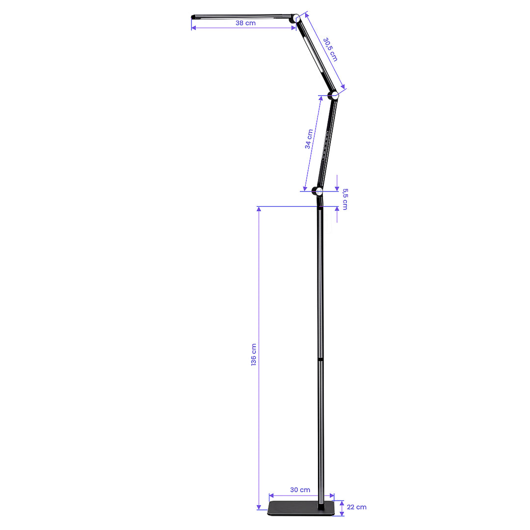 Lampe Esthétique sur Pied et Intensité et Couleur Réglables Yoga 22W Noir - image 11