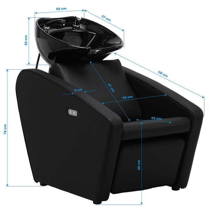 Unité de Lavage Gabbiano Emma avec Repose-jambes Électrique Noir 12