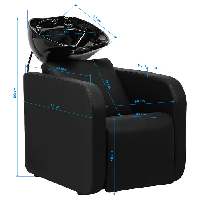 Unité de Lavage Gabbiano Sylvia avec Repose-jambes Électrique Noir 13