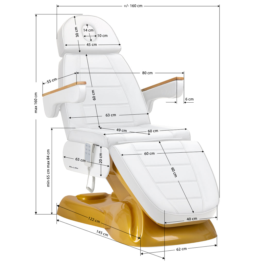 Fauteuil Esthétique Électrique Lux 273B 3 Or Blanc