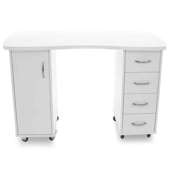 Table Manucure 2027 Blanc avec Roulettes
