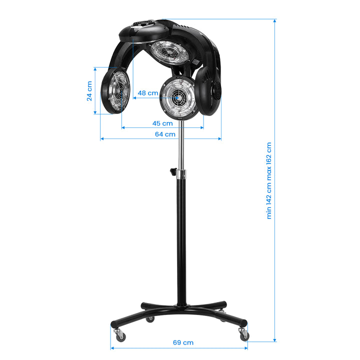 Casque Sèche-Cheveux sur Pied Gabbiano GL-505S Infrazon Noir