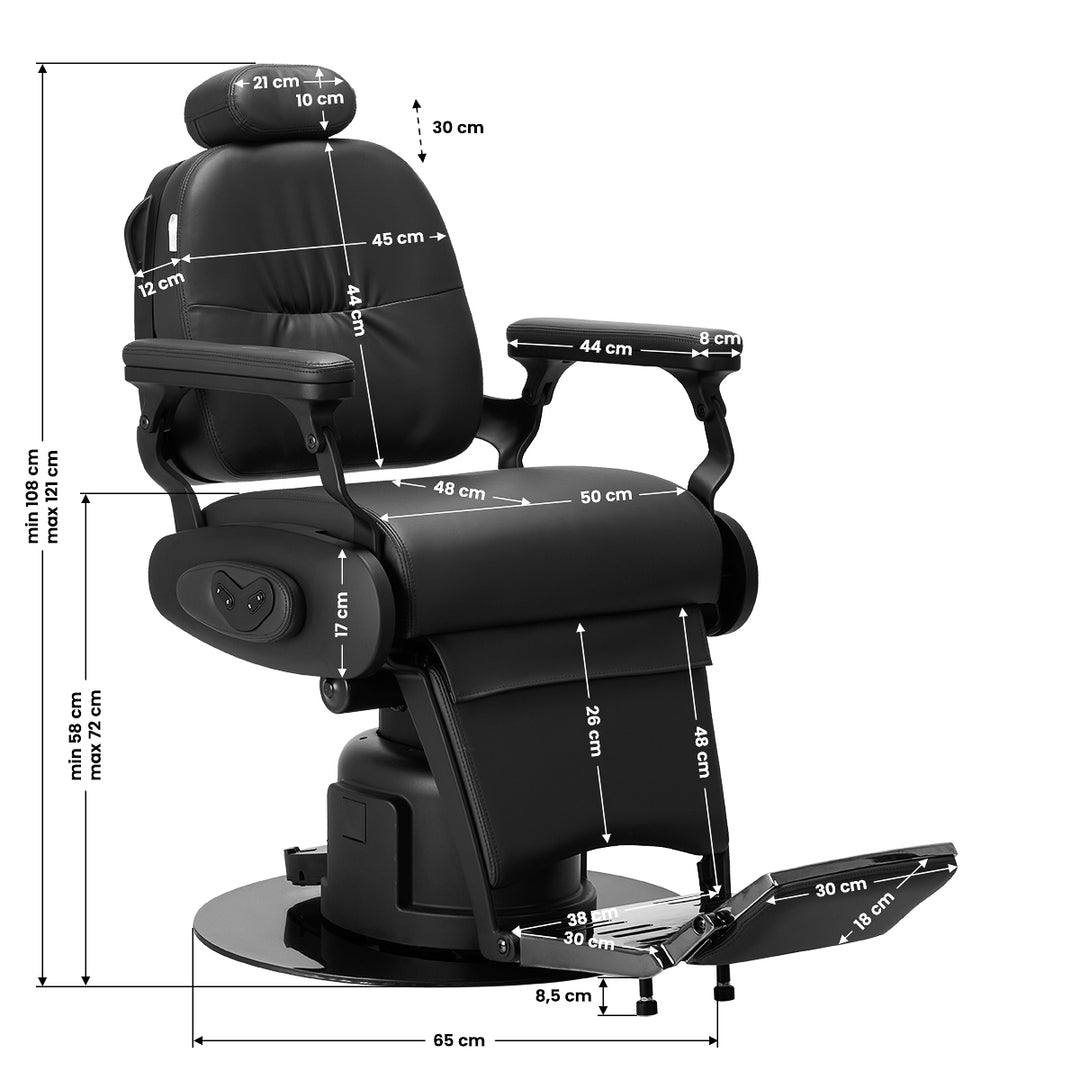 Fauteuil Barbier Électrique Gabbiano Duke Noir - image 20