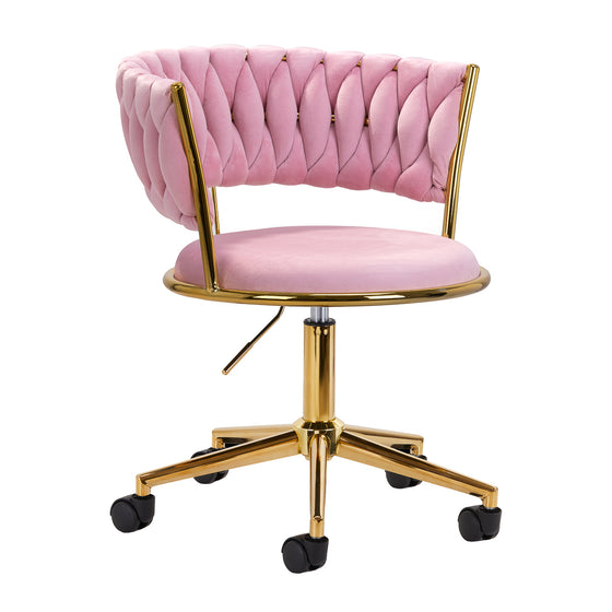 Chaise Pivotante à Roulettes Réglable 4Rico QS-GW01G Velours Rose