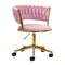 Chaise Pivotante à Roulettes Réglable 4Rico QS-GW01G Velours Rose