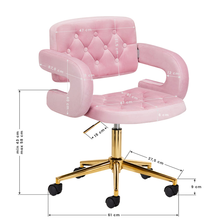 Chaise en Velours Réglable 4Rico QS-OF213G Or Rose