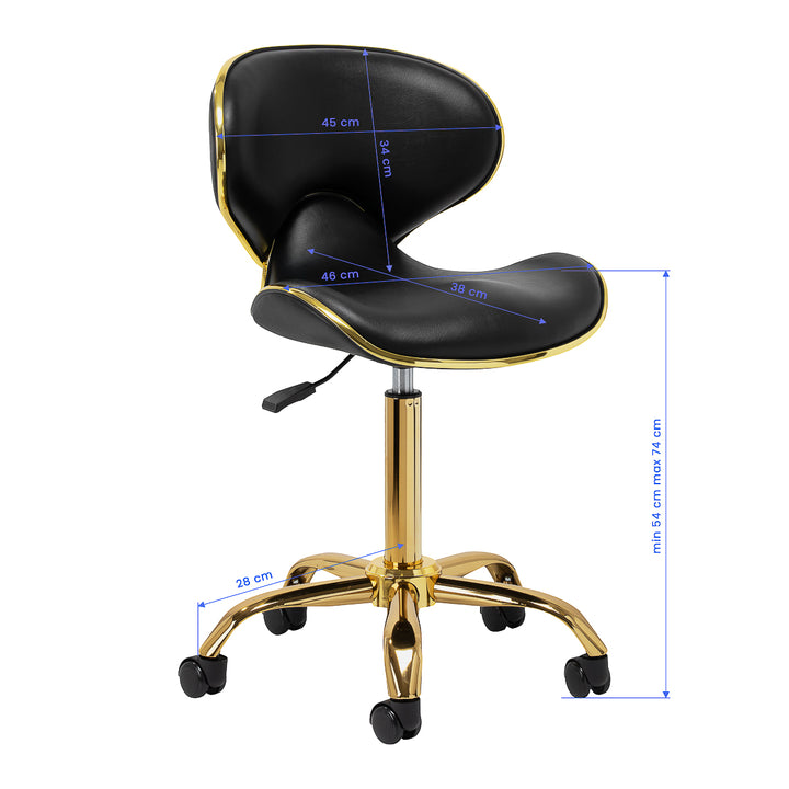 Chaise de Salon à Roulettes Réglable Gabbiano Q-4599G Or-Noir - image 8