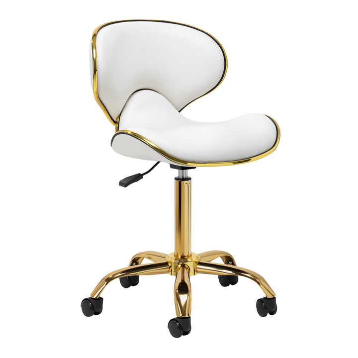 Chaise de Salon à Roulettes Réglable Gabbiano Q-4599G Or-Blanc