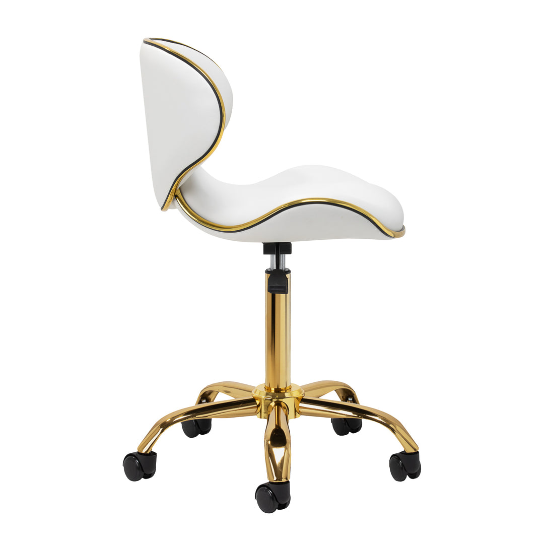 Chaise de Salon à Roulettes Réglable Gabbiano Q-4599G Or-Blanc - image 2