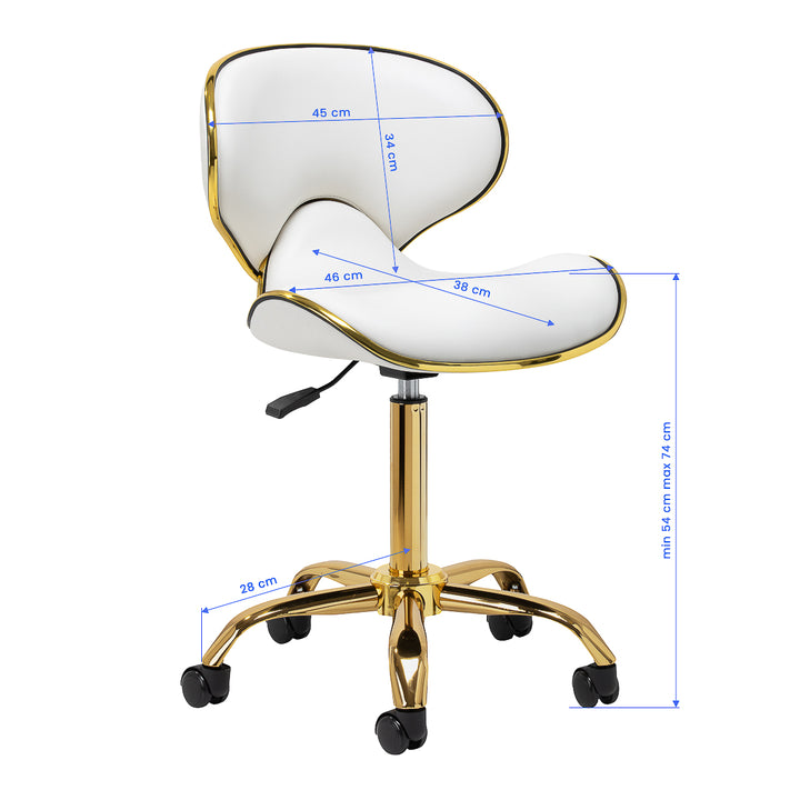 Chaise de Salon à Roulettes Réglable Gabbiano Q-4599G Or-Blanc - image 8