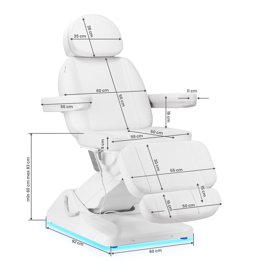 Fauteuil Esthétique Électrique Sillon Luxury à 3 Moteurs Blanc 17