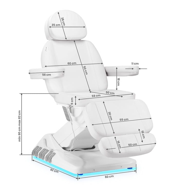 Fauteuil Esthétique Électrique Sillon Luxury à 3 Moteurs Blanc + Pédale 19