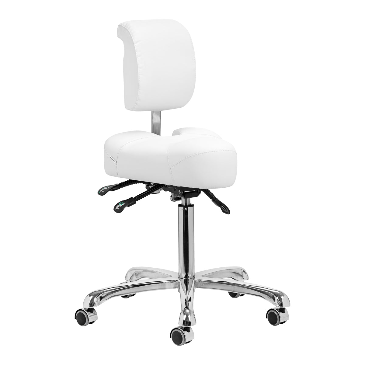Tabouret à Roulettes Réglable avec Dossier et Siège Inclinable Giovanni 1005 Blanc