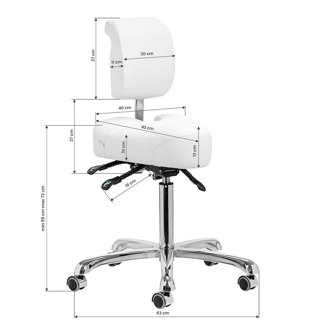 Tabouret avec Dossier et Siège Inclinable Giovanni 1005 Blanc