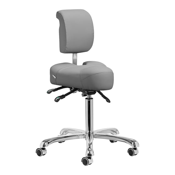 Tabouret à Roulettes Réglable avec Dossier et Siège Inclinable Giovanni 1005 Gris