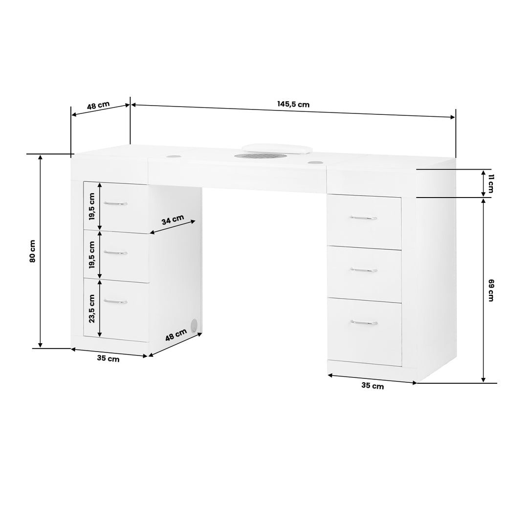 Table Manucure 324 avec Aspirateur Blanc - image 9