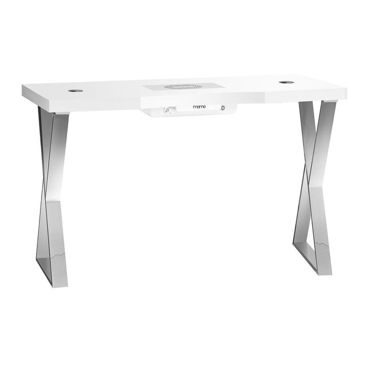 Table Manucure Momo 04 Argent-Blanc avec Aspirateur