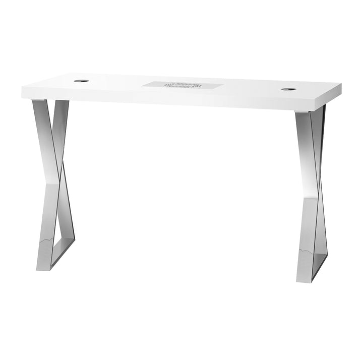 Table Manucure Momo 04 Argent-Blanc avec Aspirateur - image 3