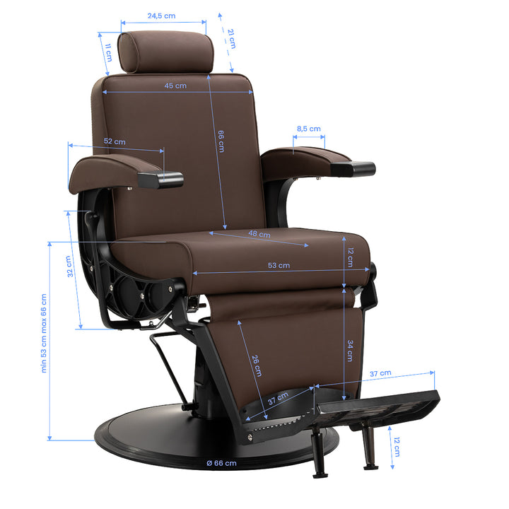fauteuil de barbier gabbiano continental marron 17