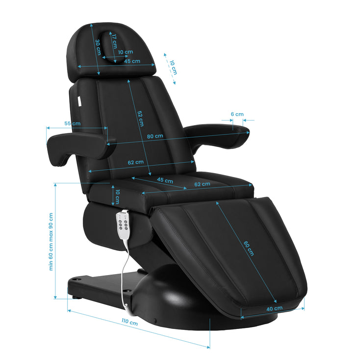 Fauteuil Esthétique Électrique Azzurro Lux à 3 Moteurs Noir 20