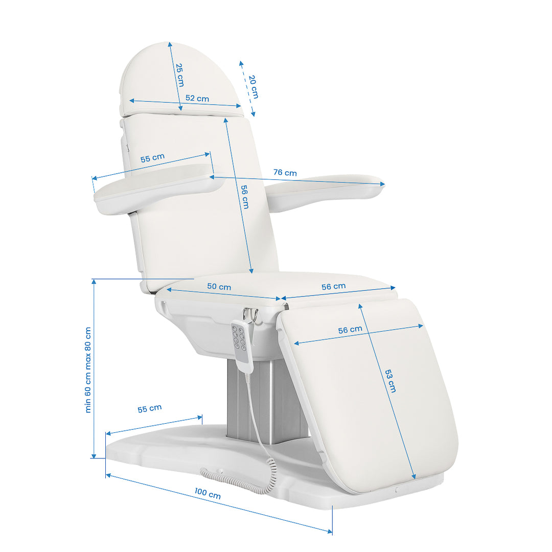 Fauteuil Esthétique Électrique Eclipse à 4 Moteurs Trendelenburg Blanc 13