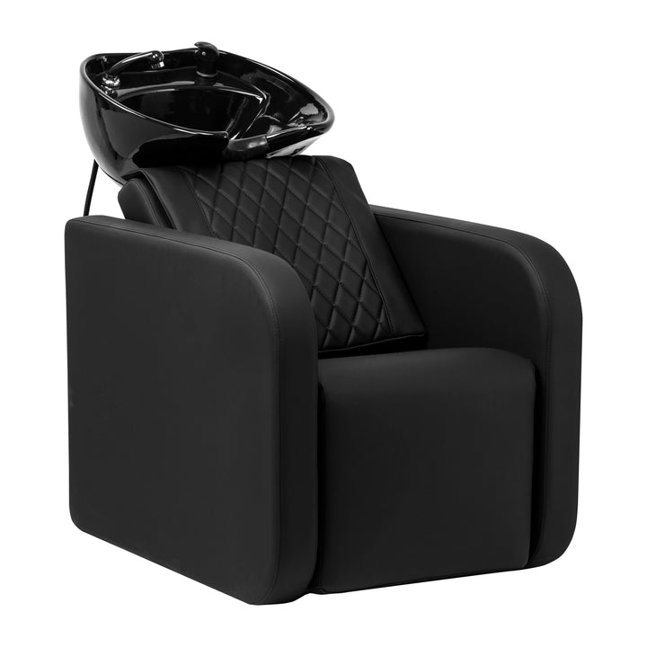 Bac Coiffeur Gabbiano Sylvia avec Massage et Repose-jambes Électrique Noir