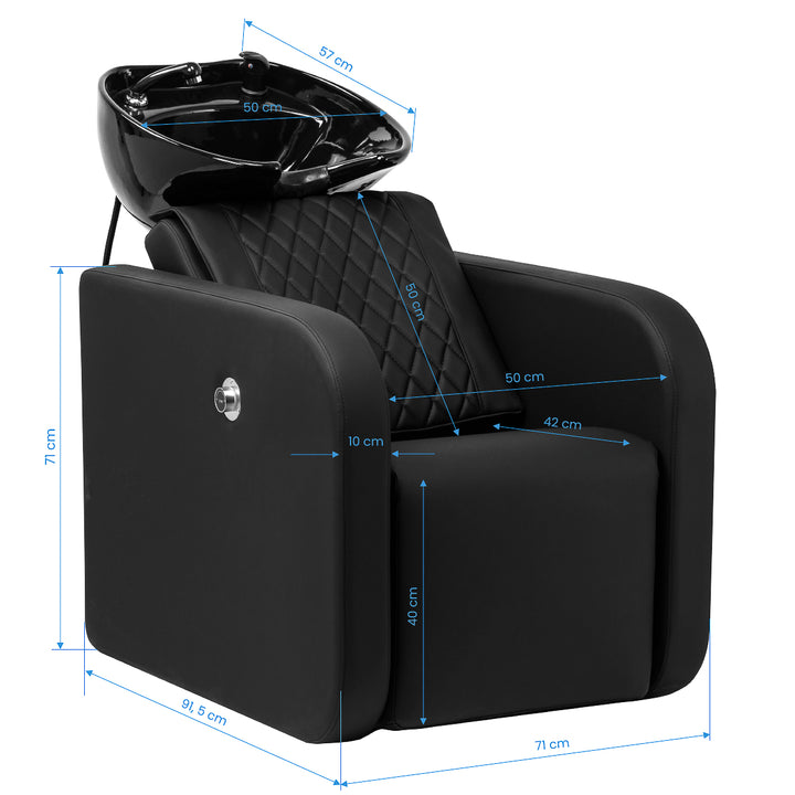 Unité de Lavage Gabbiano Sylvia avec Massage et Repose-jambes Électrique Noir 20