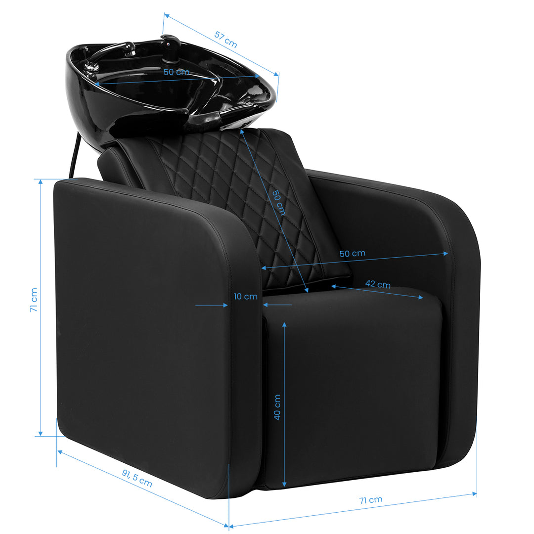 Bac Coiffeur Gabbiano Sylvia avec Massage et Repose-jambes Électrique Noir - image 20