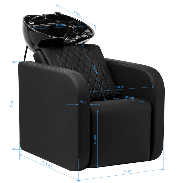Bac Coiffeur Gabbiano Sylvia avec Massage et Repose-jambes Électrique Noir - image 20