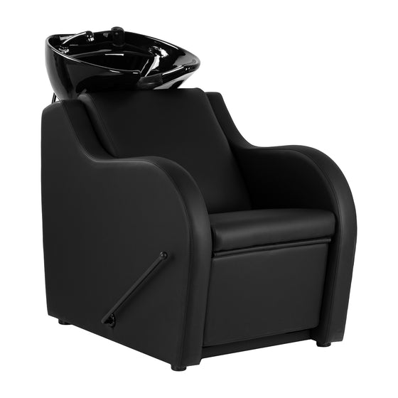 Bac Coiffeur Gabbiano Carmen avec Repose-jambes Réglable Noir