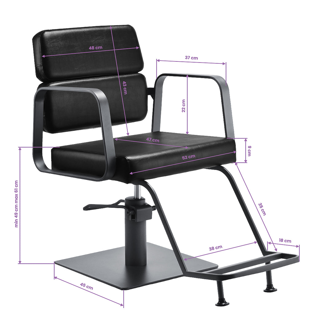 Fauteuil de Coiffeur Gabbiano Porto Noir-Gris