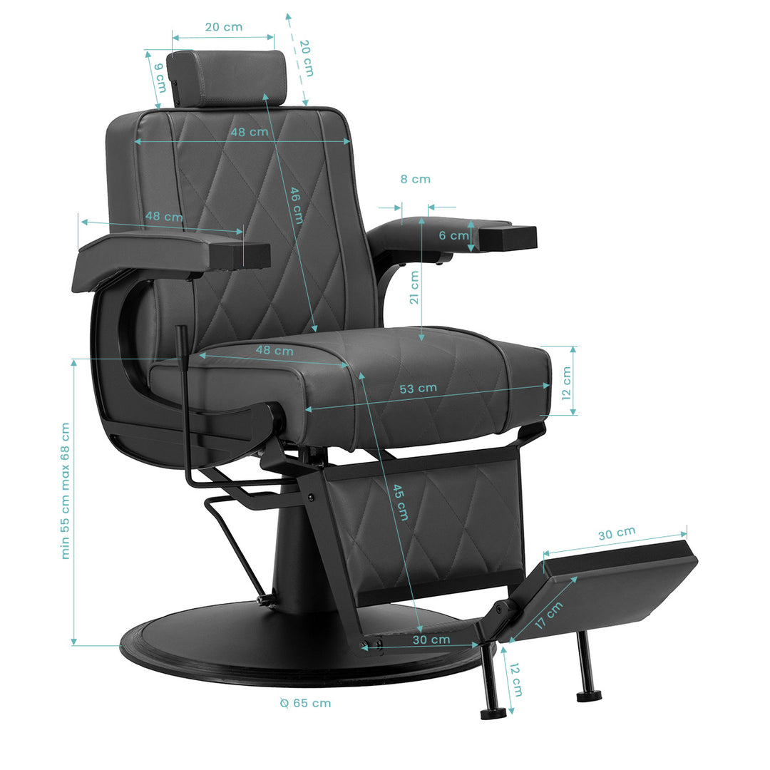 Fauteuil Barbier Hair System BM88066B Gris-Noir - image 16