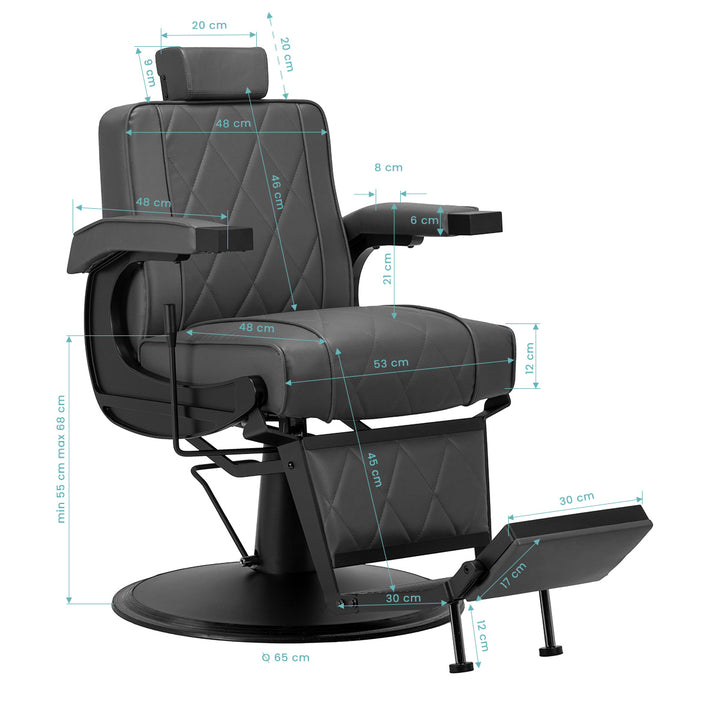 Fauteuil Barbier Hair System BM88066B Gris-Noir - image 16