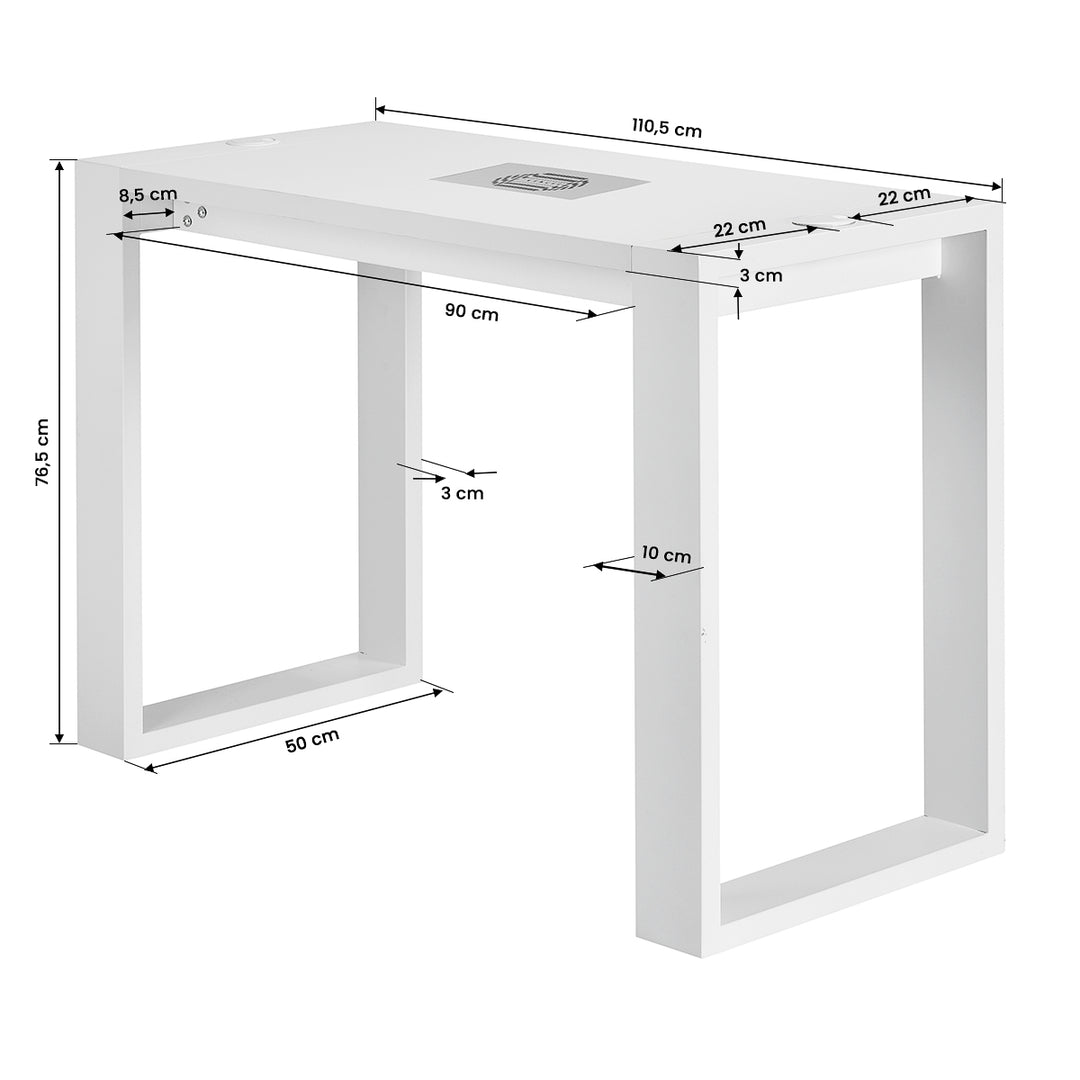 Table Manucure G031 Blanc avec Aspirateur - image 10