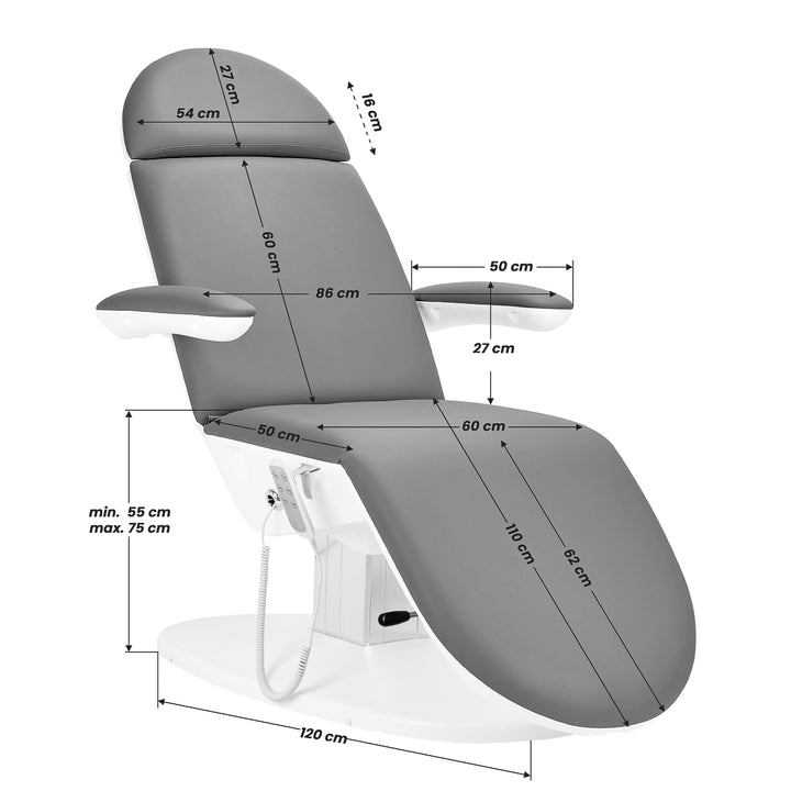 Fauteuil Esthétique Électrique 2240K Eclipse à 3 Moteurs Gris 14