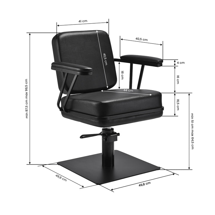 Fauteuil de Coiffeur Gabbiano Madryt Noir-Noir