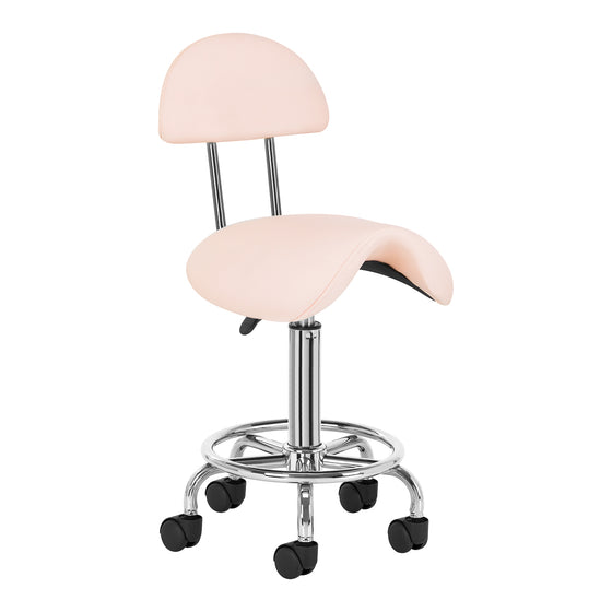 Tabouret de Selle à Roulettes avec Dossier 6001 Rose