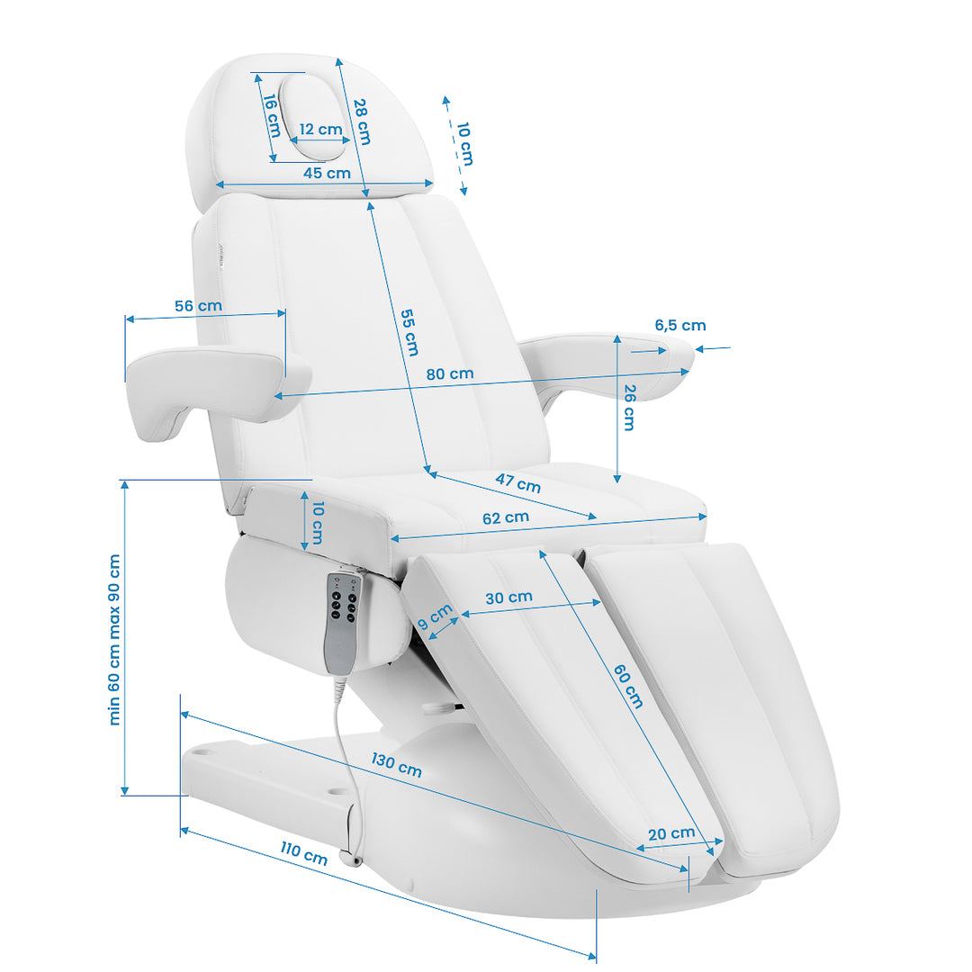 Fauteuil Esthétique Électrique Azzurro Lux Pedi à 3 Moteurs Blanc - image 19