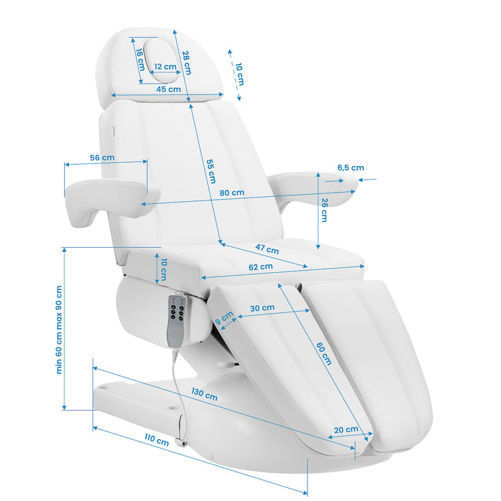 Fauteuil Esthétique Électrique Azzurro Lux Pedi à 3 Moteurs Blanc - image 19