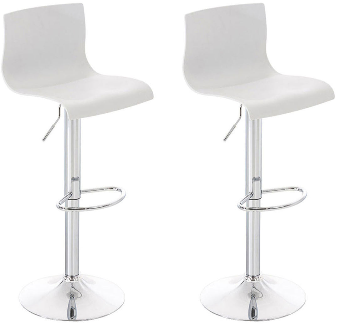Lot de 2 Tabourets de Bar avec Dossier Réglables Pivotants 105 Plastique Blanc