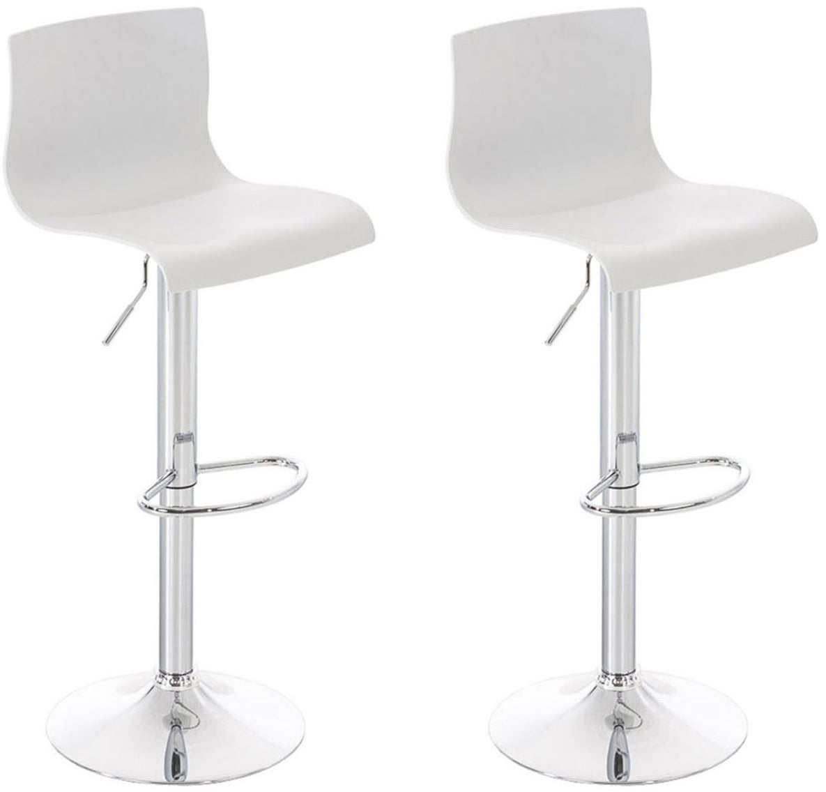 Lot de 2 Tabourets de Bar avec Dossier Réglables Pivotants 105 Plastique Blanc