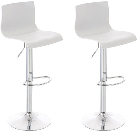 Lot de 2 Tabourets de Bar avec Dossier Réglables Pivotants 105 Plastique Blanc
