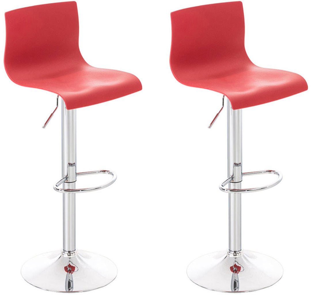 Lot de 2 Tabourets de Bar avec Dossier Réglables Pivotants 105 Plastique Rouge